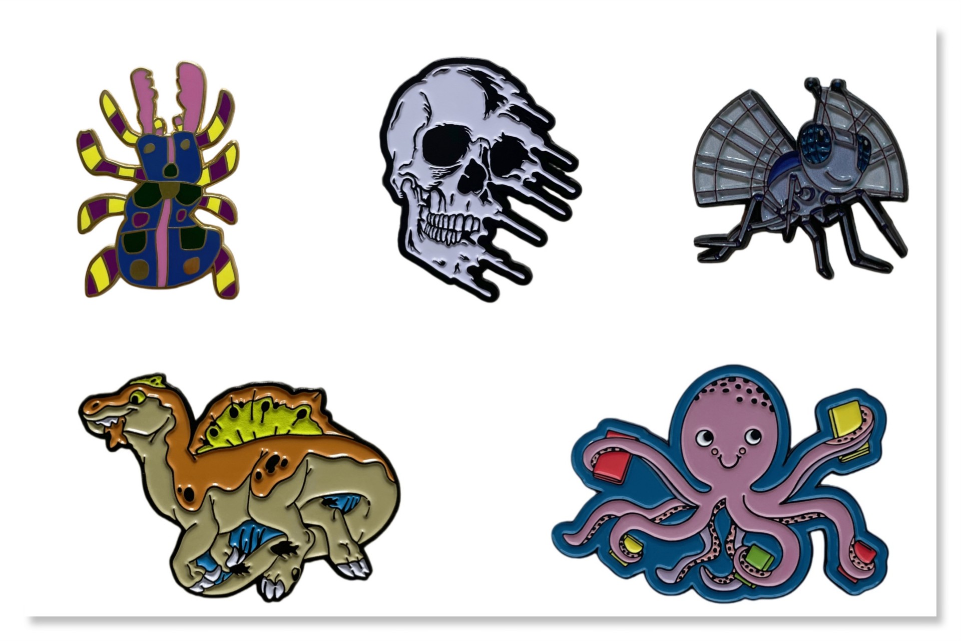custom-soft-enamel-pins-weird-creature-gothic-cartoon-collection-showcase