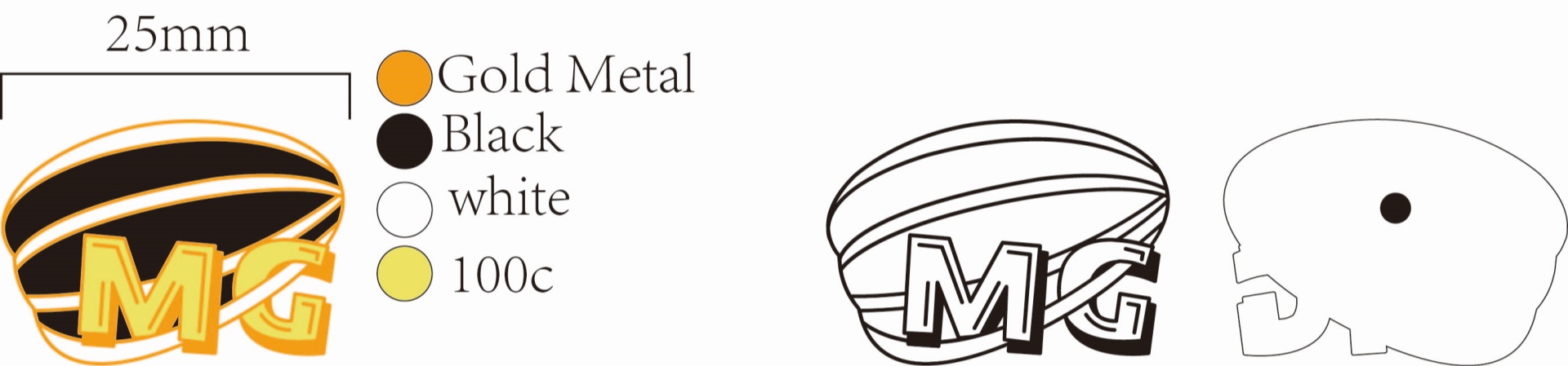 Custom Oval MG Striped Basketball Logo Soft Enamel Lapel Pin Design Drawing