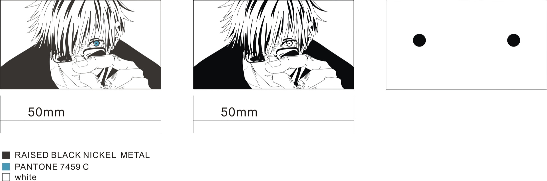 Custom Rectangle Gojo Satoru Anime Bust Portrait Soft Enamel Lapel Pin Design Drawing