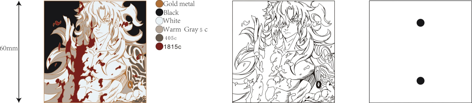 Custom Rectangle Long Hair Bloody Wounds Anime Male Character Soft Enamel Lapel Pin Design Drawing