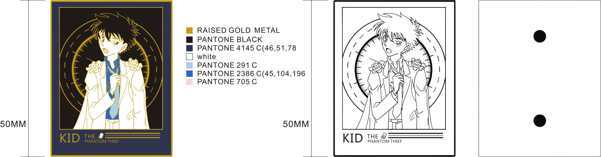 Custom Square Kid Phantom Thief Portrait Hard Enamel Lapel Pin Design Drawing