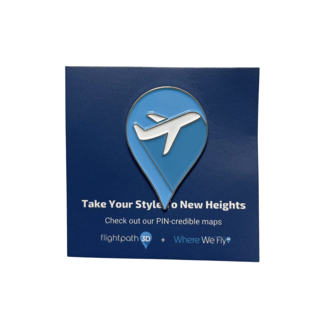 Custom Airplane Location Pin Flightpath 3D Graphic Soft Enamel Pins With Custom Printed Backing Card