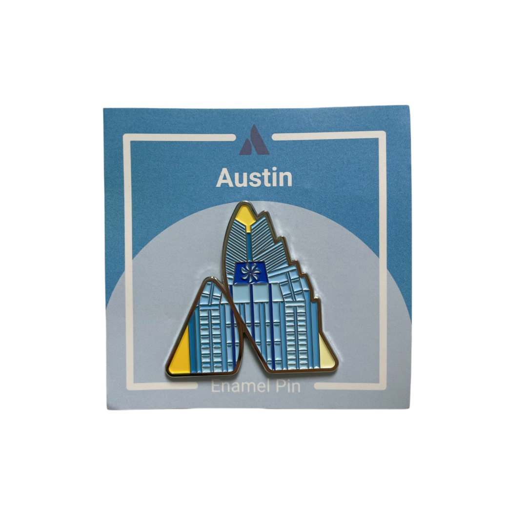 Custom Austin City Skyscraper Landmark Soft Enamel Pins With City Themed Backing Card
