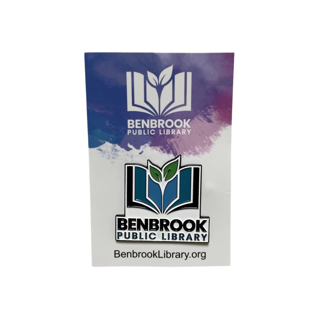 Custom Benbrook Public Library Book Sprout Logo Dyed Metal Pins With Brand Backing Card