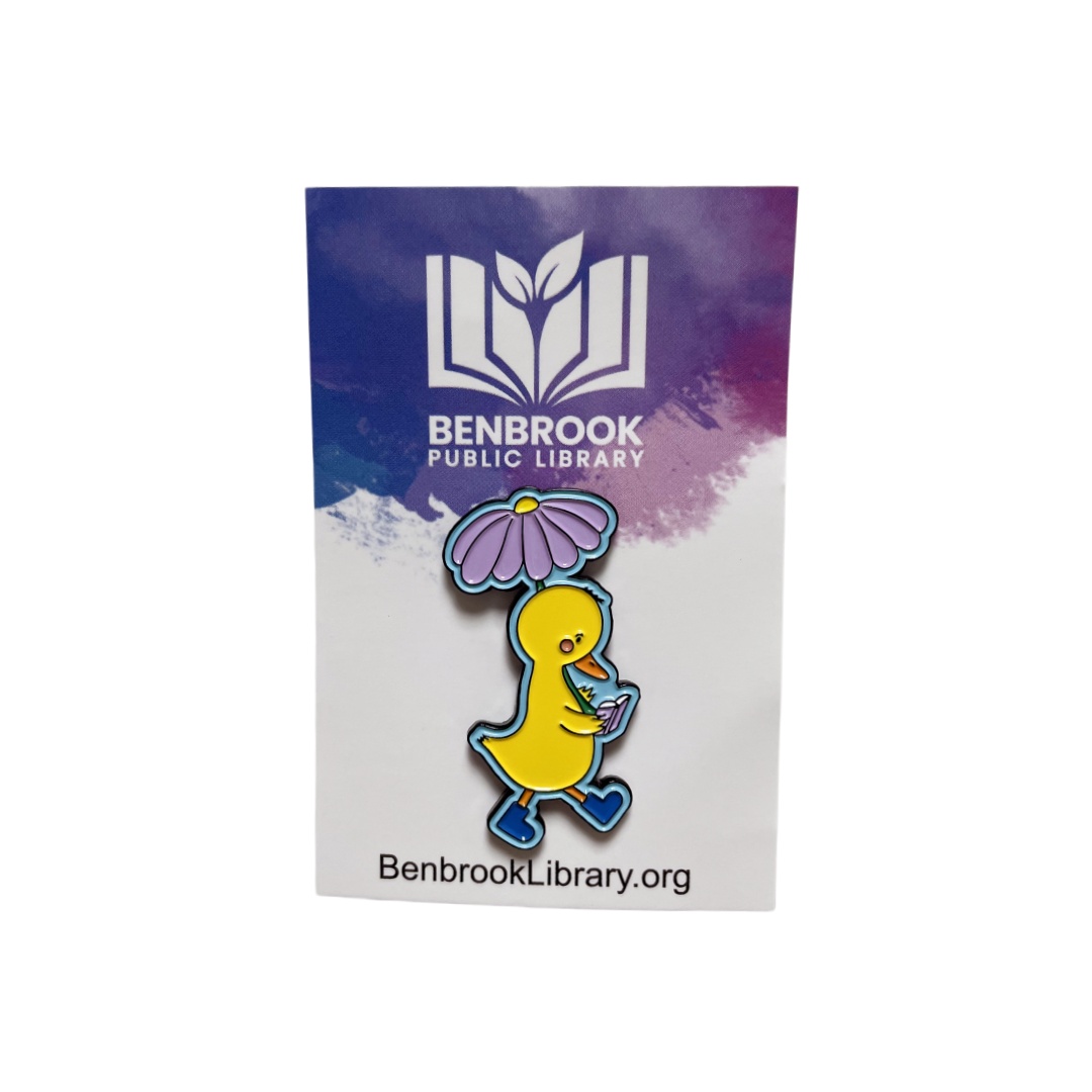 Custom Benbrook Library Flower Umbrella Reading Duck Cartoon Dyed Metal Pins With Backing Card