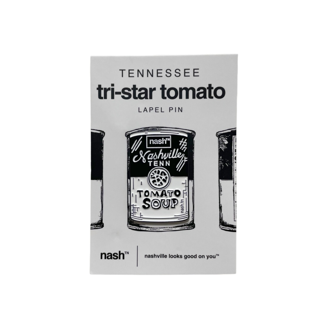 Custom Nashville Tri-Star Tomato Soup Can Vintage Dyed Metal Pins With Backing Card