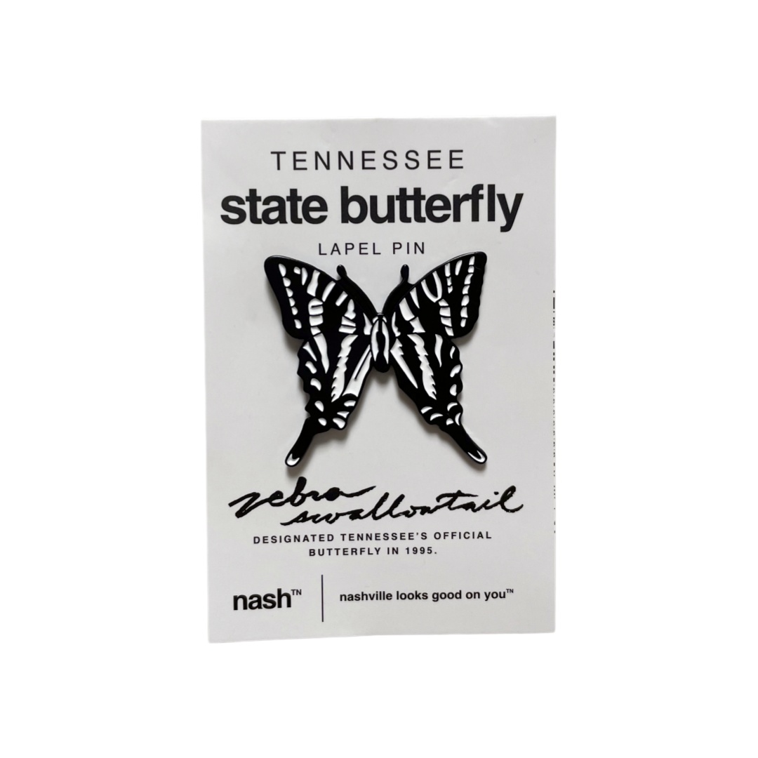 Custom Tennessee Zebra Swallowtail State Butterfly Dyed Metal Pins With Backing Card