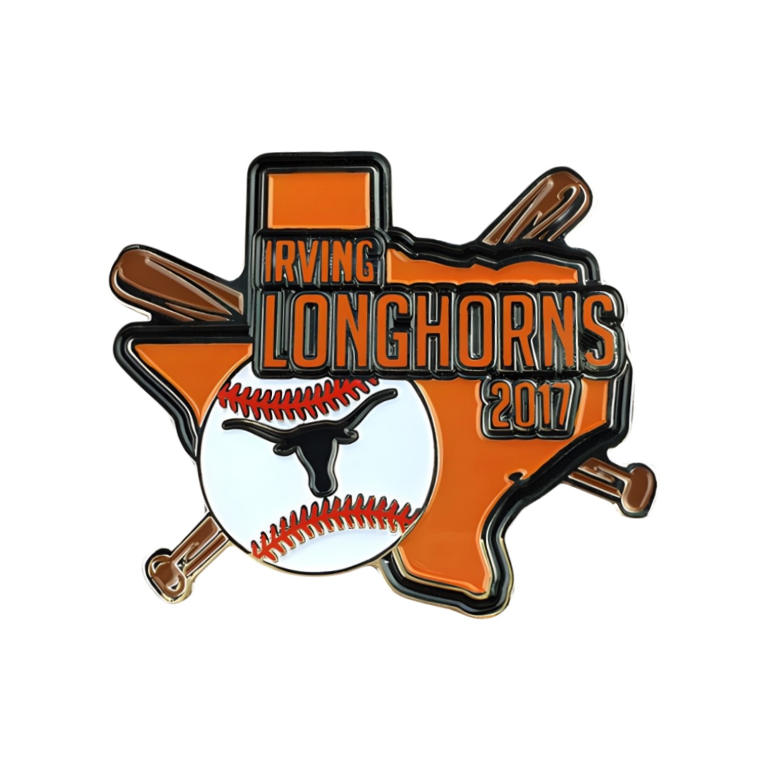Custom Irving Longhorns Texas State Map Baseball Trading Pins
