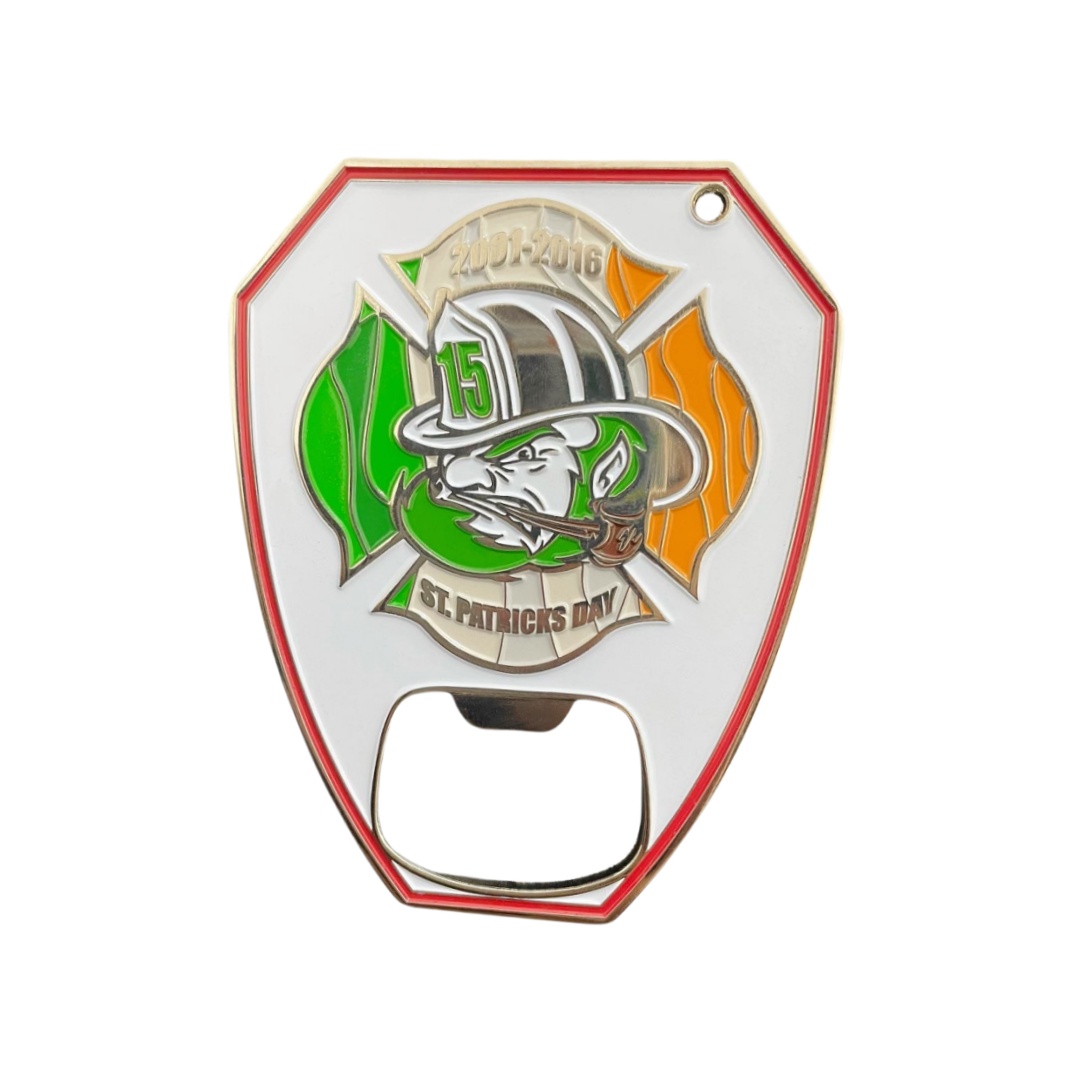 Custom St. Patrick's Day Firefighter Leprechaun Bottle Openers