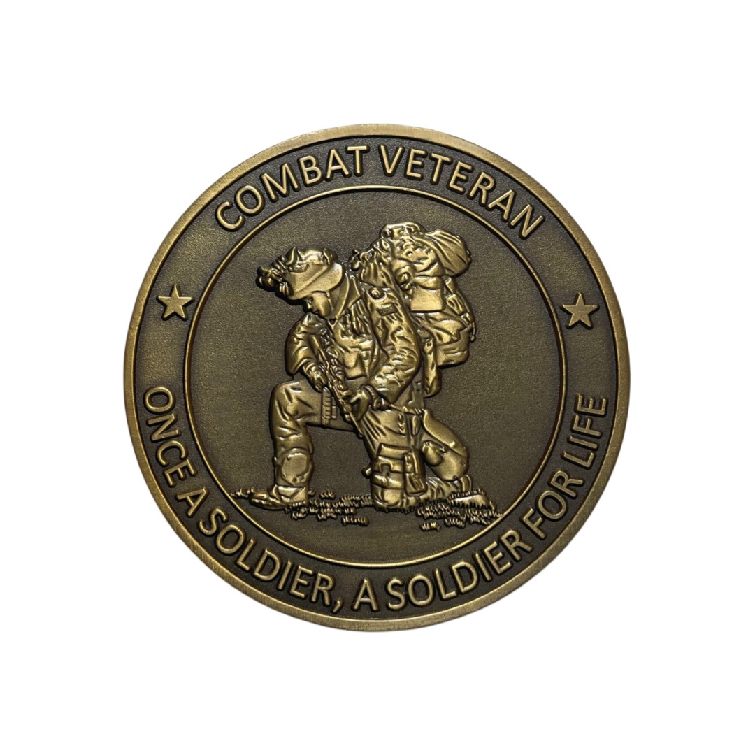 Custom Combat Veteran Once A Soldier Die Struck Challenge Coin