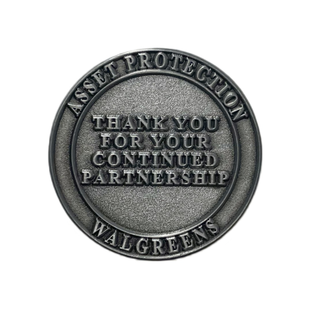 Custom Walgreens Asset Protection Partnership Die Struck Challenge Coin