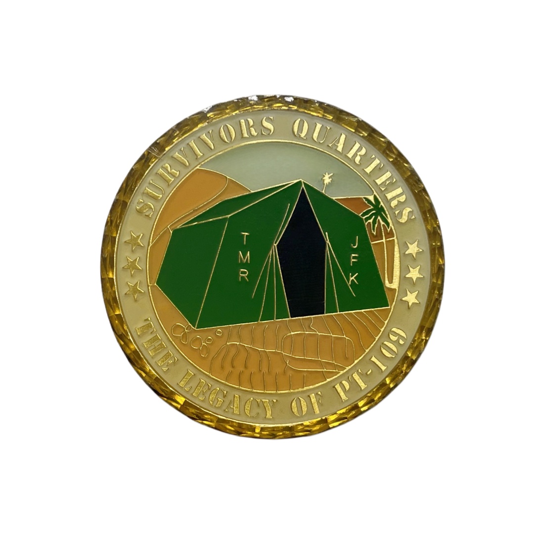 Custom Survivors Quarters PT-109 Legacy Soft Enamel with Epoxy Challenge Coin Pin