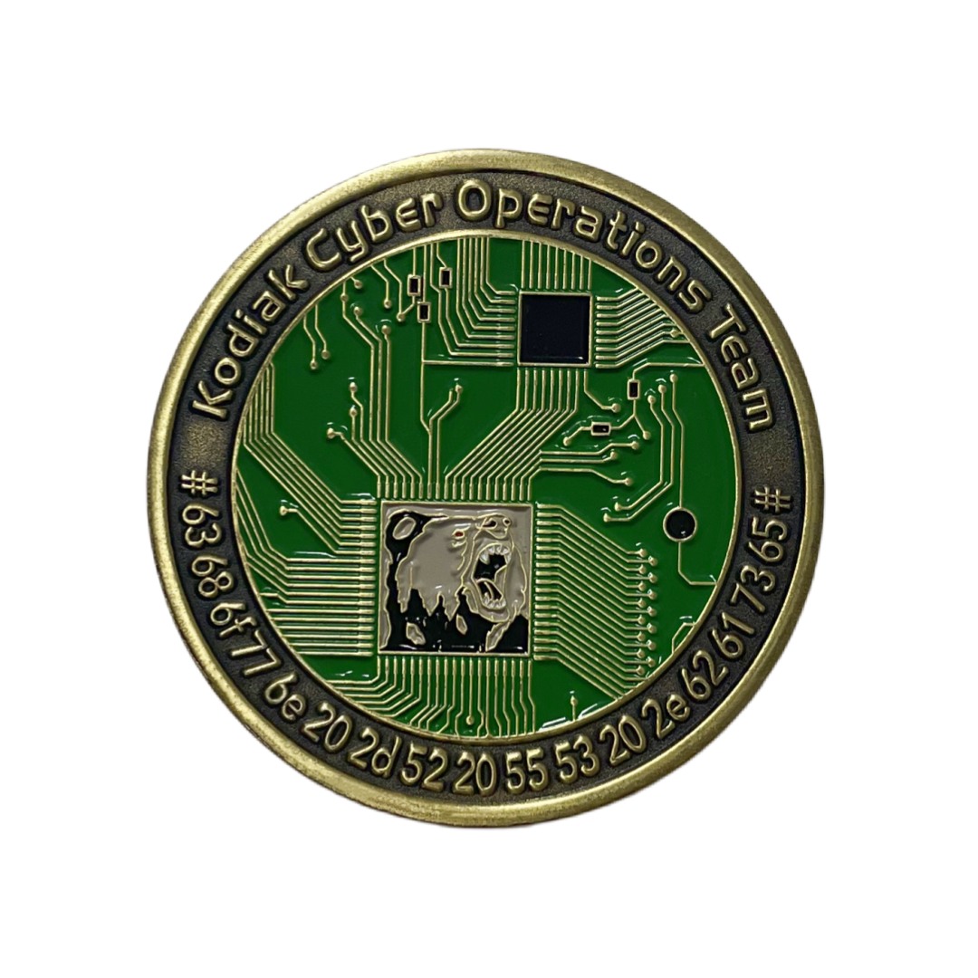 Custom Kodiak Cyber Operations Team Zinc Alloy Challenge Coin
