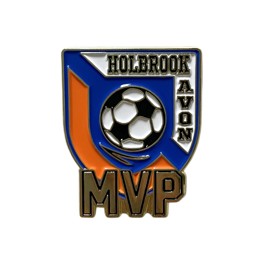 Custom Holbrook Avon Soccer MVP Shield Shape Commemorative Soft Enamel Badges
