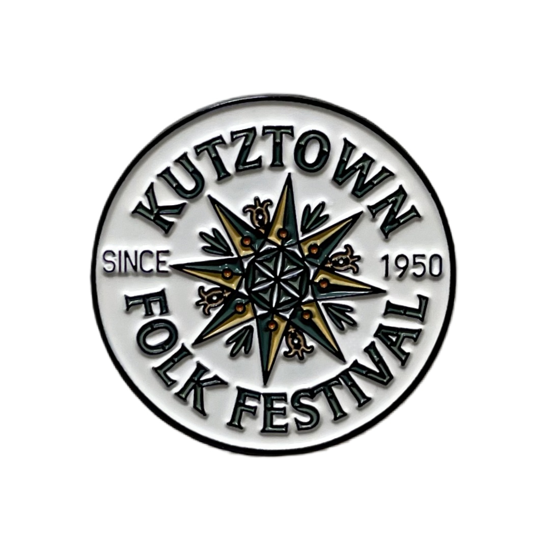 Custom Kutztown Folk Festival Since 1950 Compass Star Round Commemorative Dyed Metal Badges