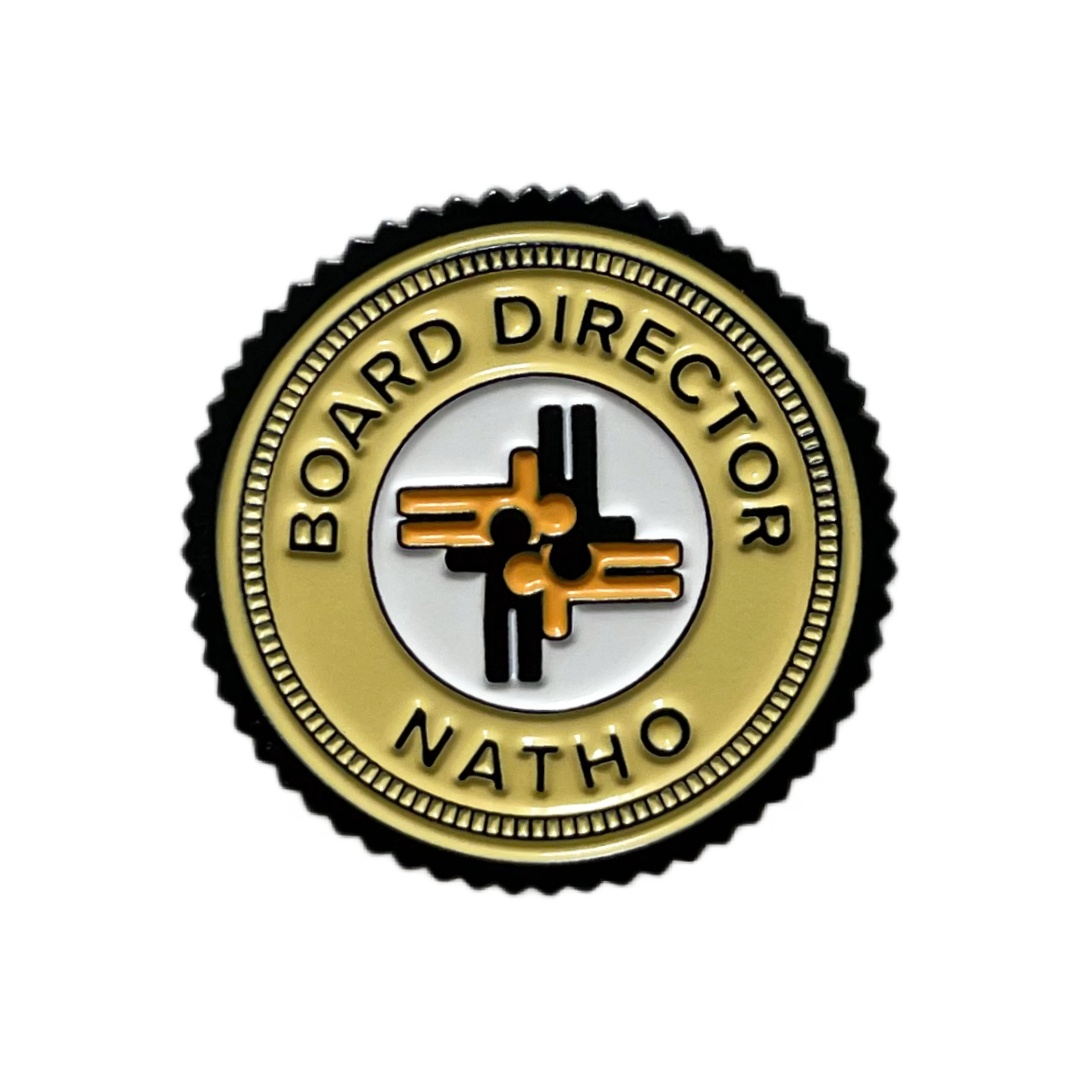 Custom NATHO Board Director Interlocking Figure Gear Edge Round Commemorative Dyed Metal Badges