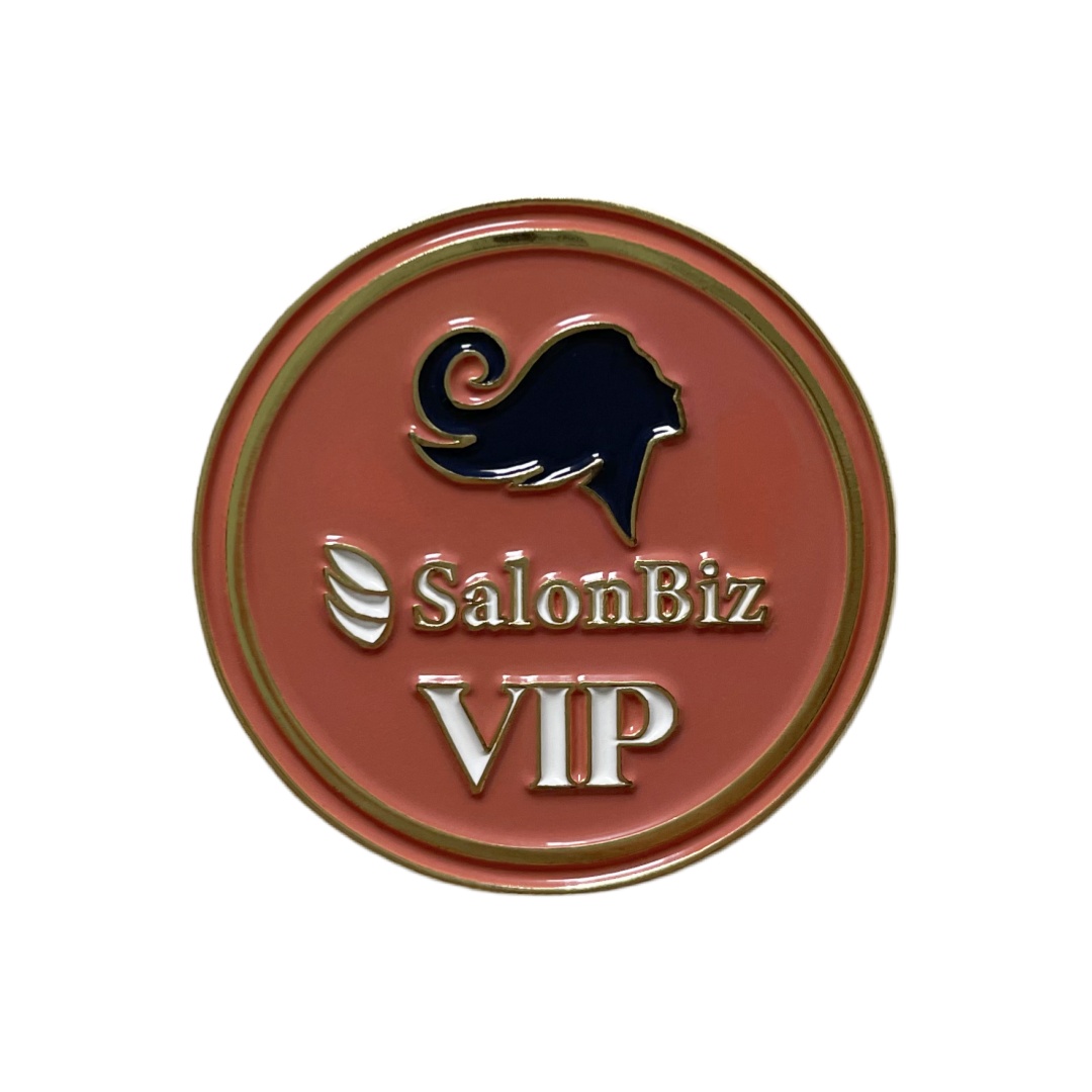 Custom SalonBiz VIP Lion Hair Logo Round Commemorative Soft Enamel Badges