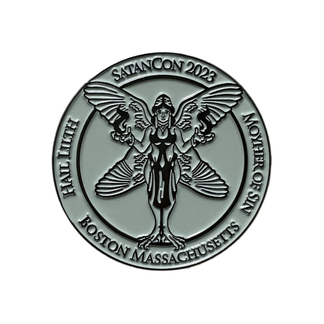 Custom SatanCon 2023 Hail Lilith Winged Figure Round Commemorative Soft Enamel Badges