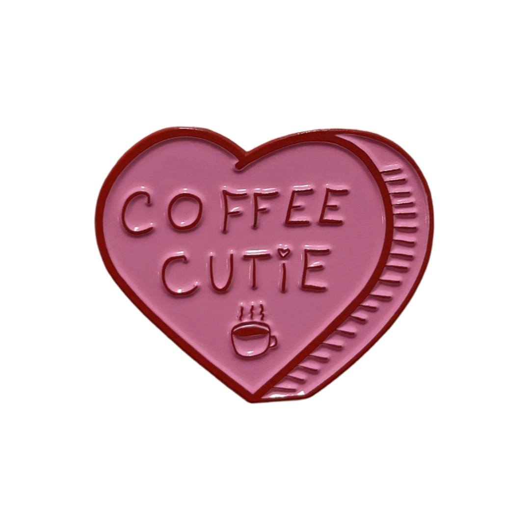 Custom Coffee Cutie Heart Cup Corporate Dyed Metal Badges