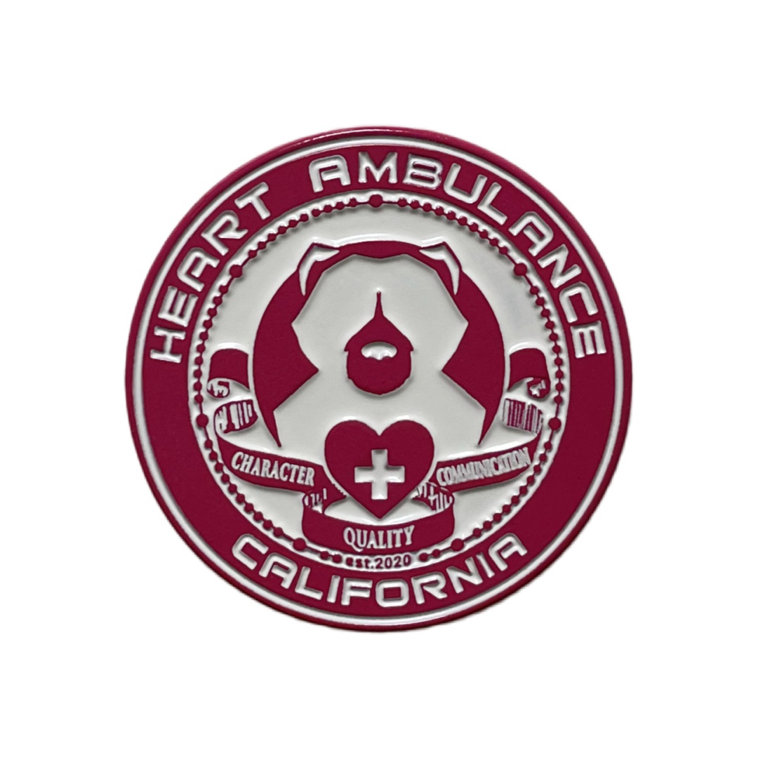 Custom Heart Ambulance California Corporate Dyed Metal Badges