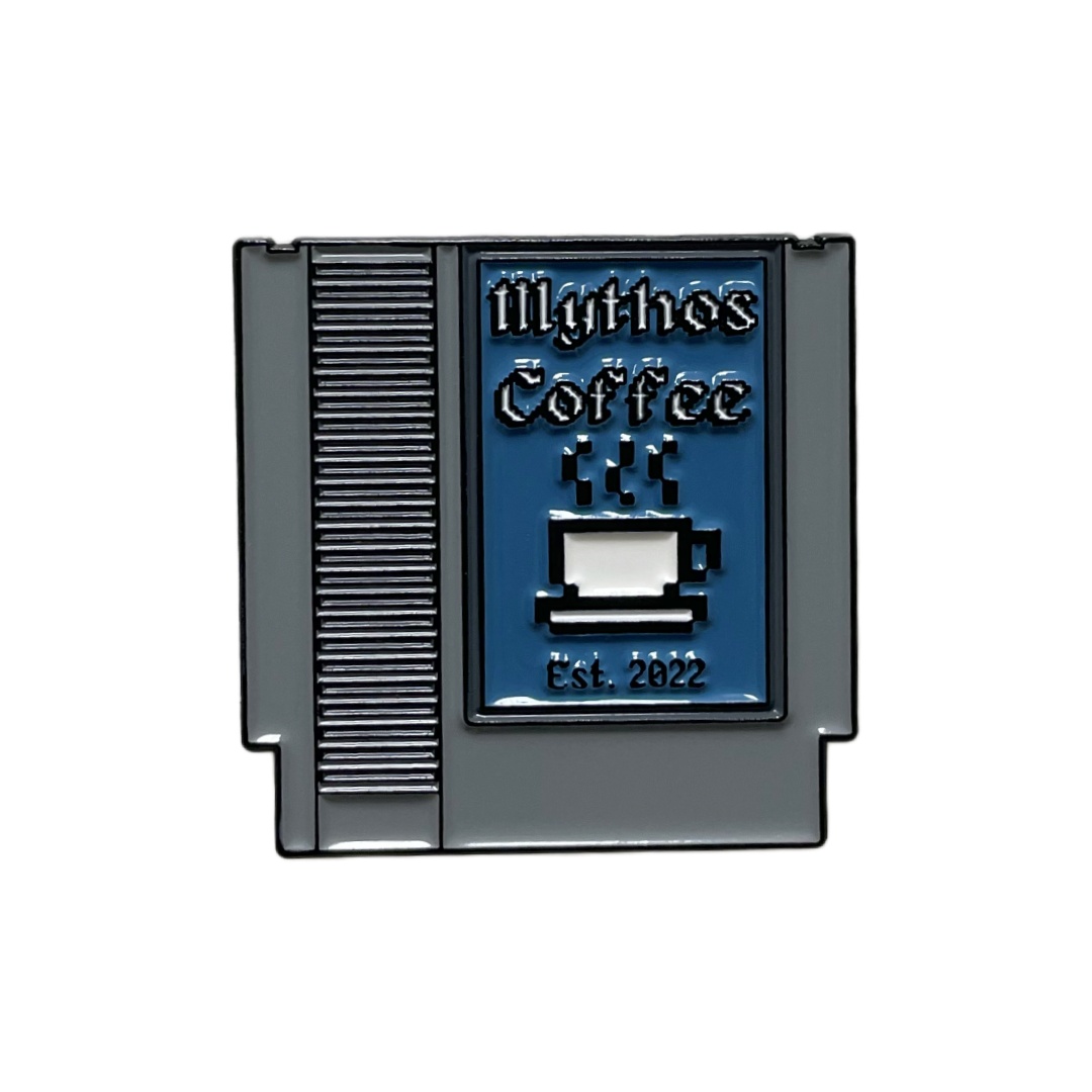 Custom Illythos Coffee Game Cartridge Corporate Dyed Metal Badges