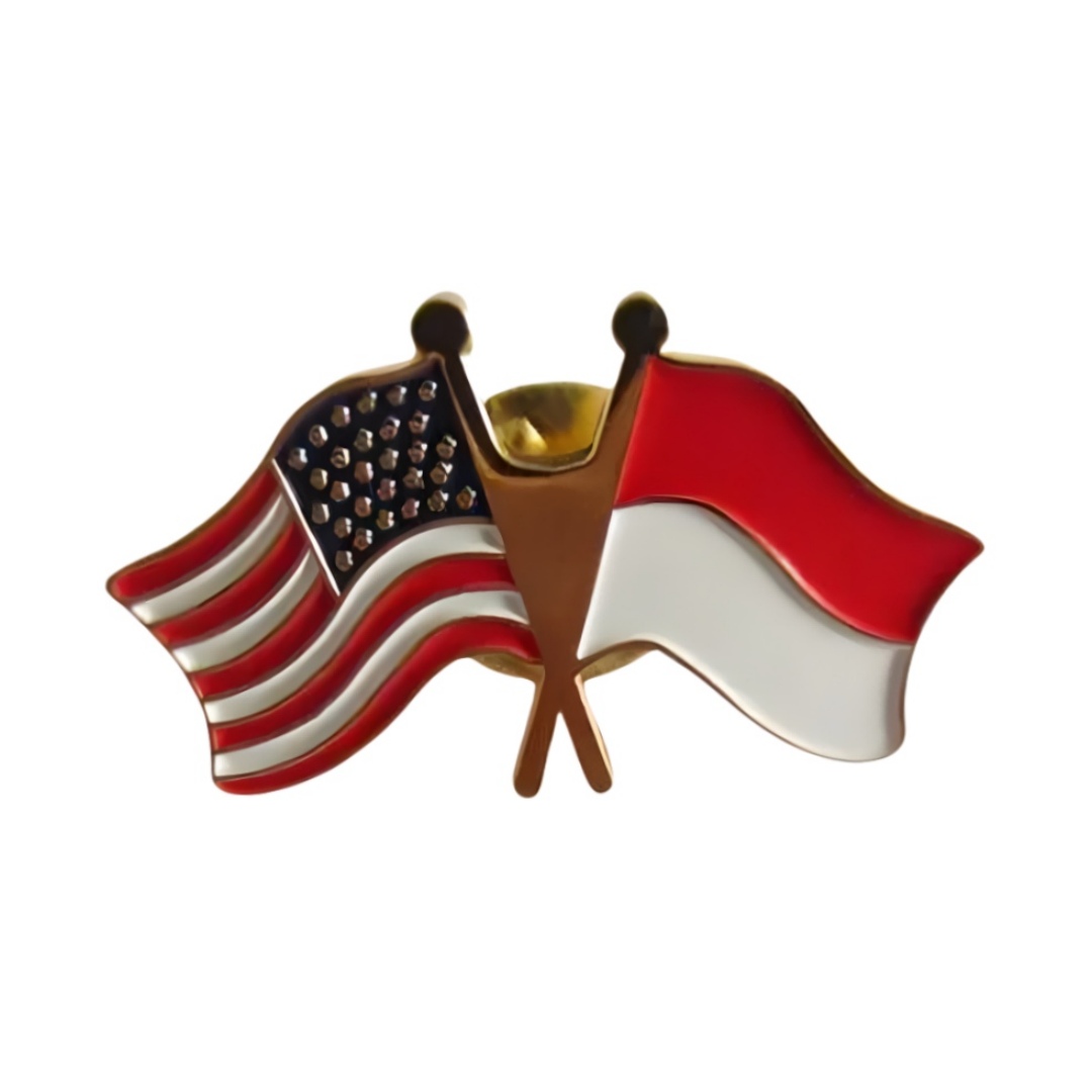Custom Crossed USA Indonesia Flag Graphic Soft Enamel Flag Pins