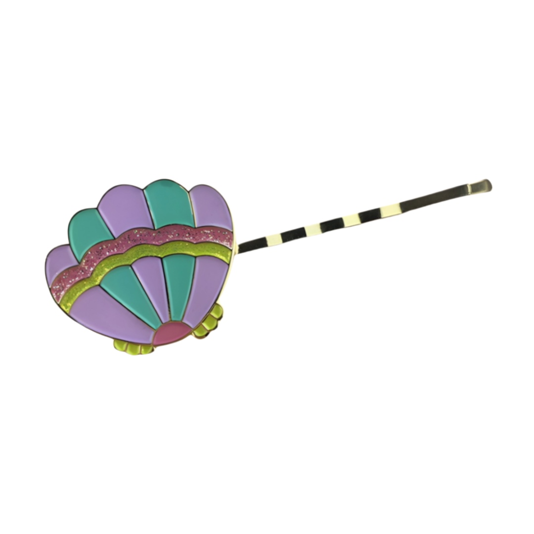 Custom Glitter Colorful Shell Graphic Soft Enamel Hair Pins