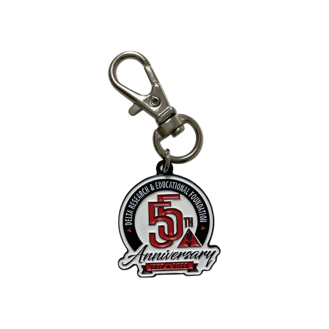 Custom Delta Research & Educational Foundation 55th Anniversary Round Soft Enamel Keychains