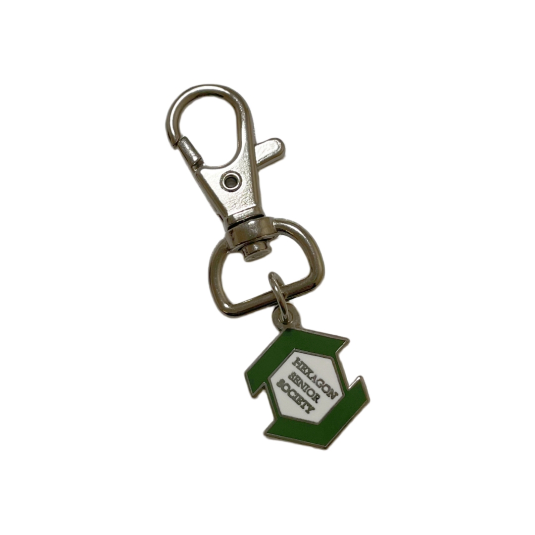 Custom Hexagon Senior Society Green Hexagonal Emblem Hard Enamel Keychains