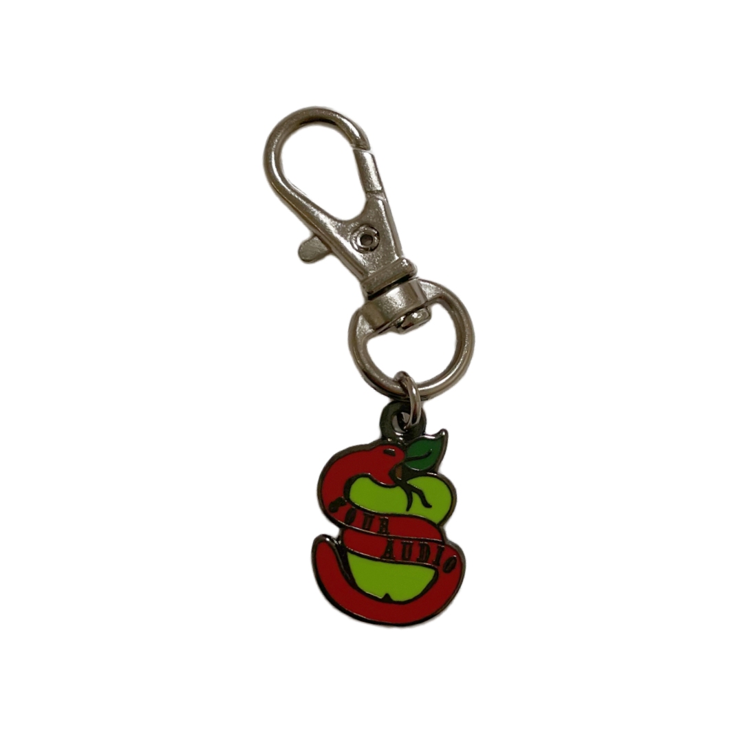Custom Sour Audio Snake Wrapped Apple Cartoon Hard Enamel Keychains
