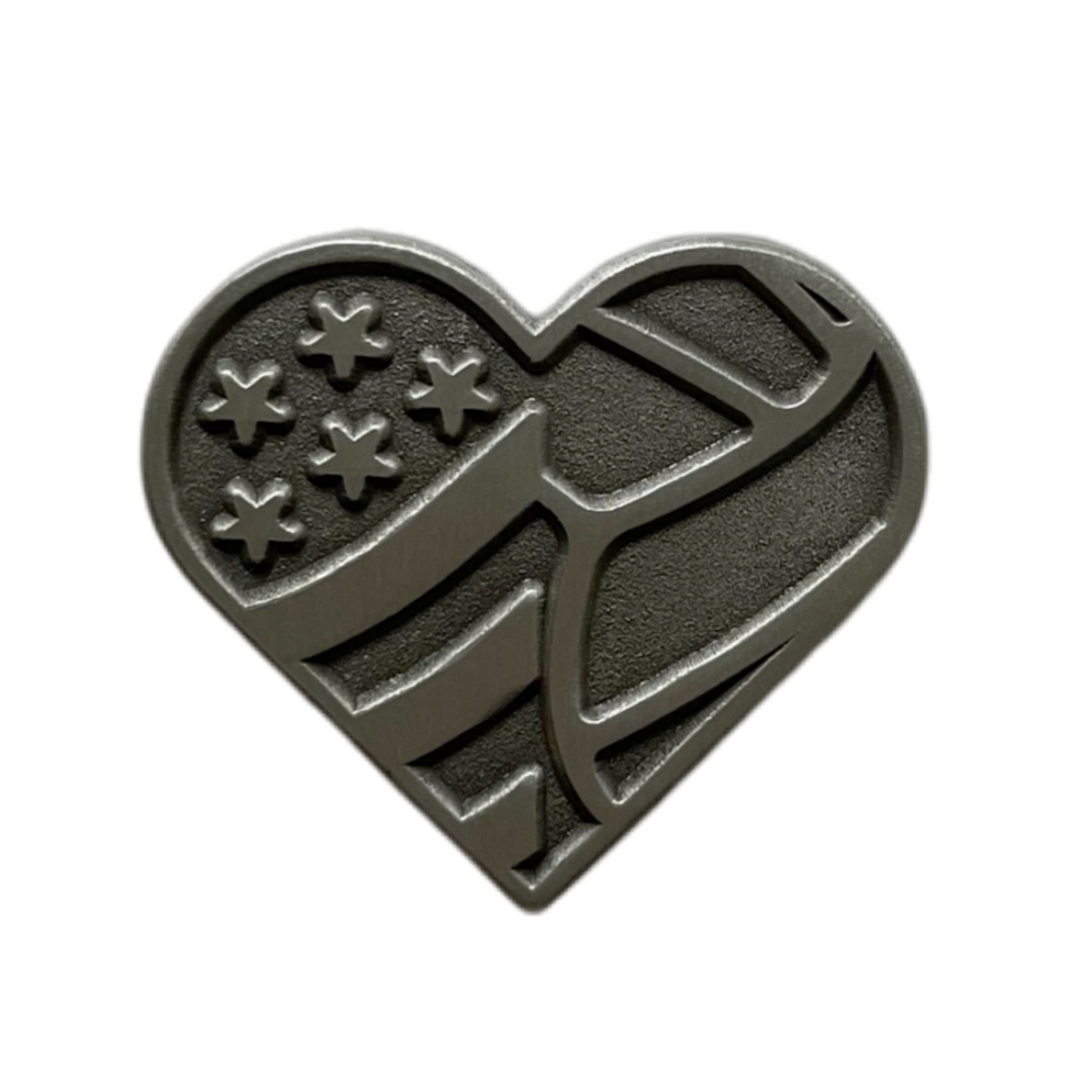 Custom American Flag Heart Shaped Die Struck Pins