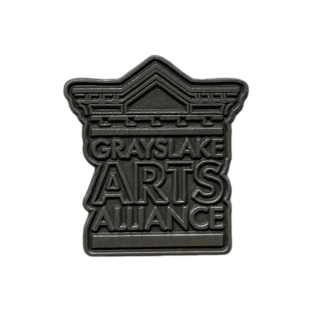 Custom Grayslake Arts Alliance Building Shaped Die Struck Pins