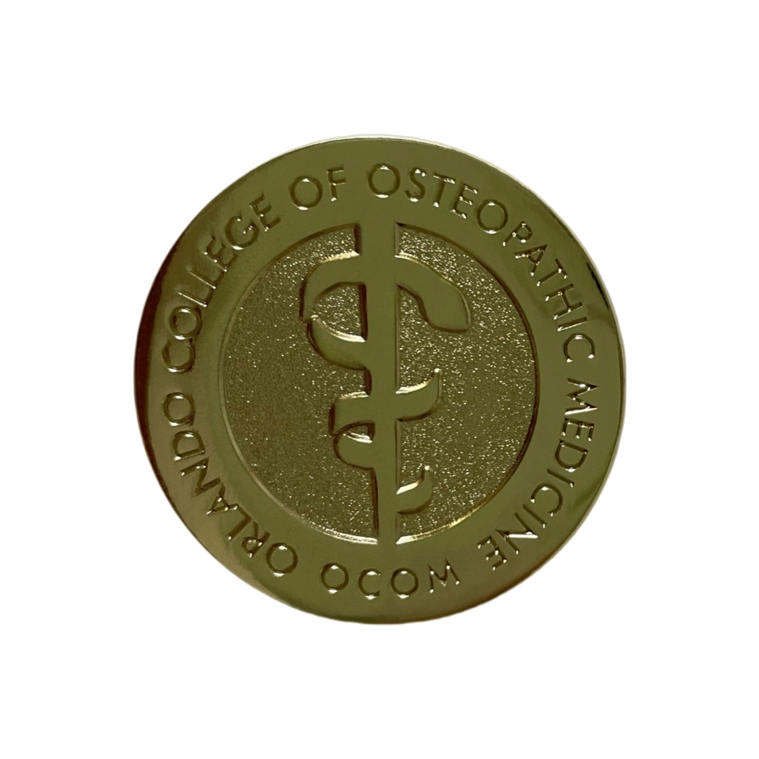 Custom Orlando College of Osteopathic Medicine OCOM Logo Die Struck Pins