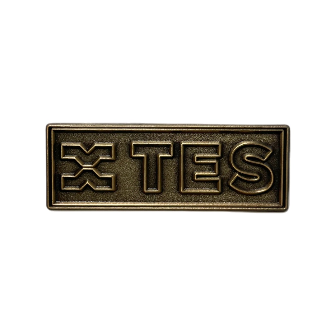 Custom XTES Bronze Letter Logo Die Struck Pins