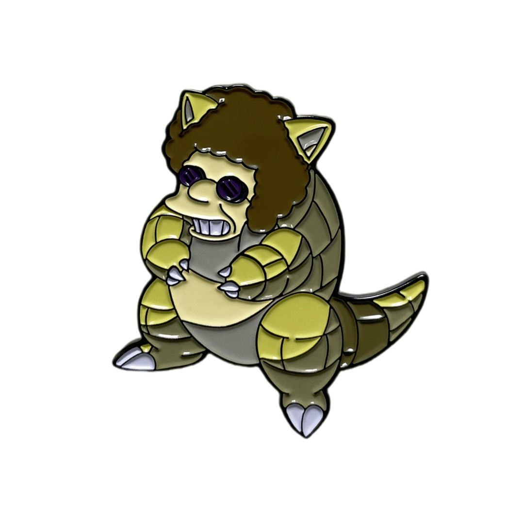 Custom Stylized Armadillo Cartoon Character Dyed Metal Pins