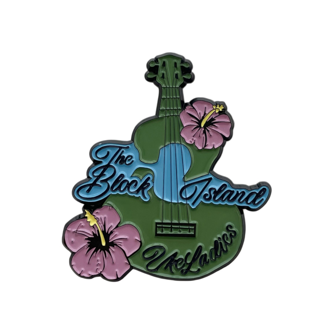Custom Block Island Ukulele Hibiscus Graphic Dyed Metal Pins