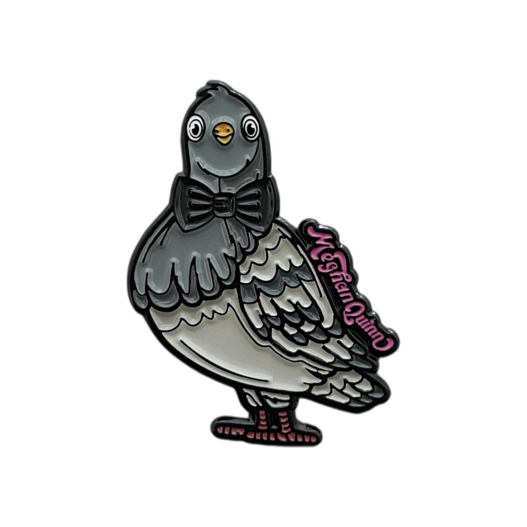 Custom Bowtie Pigeon Cartoon Graphic Dyed Metal Pins