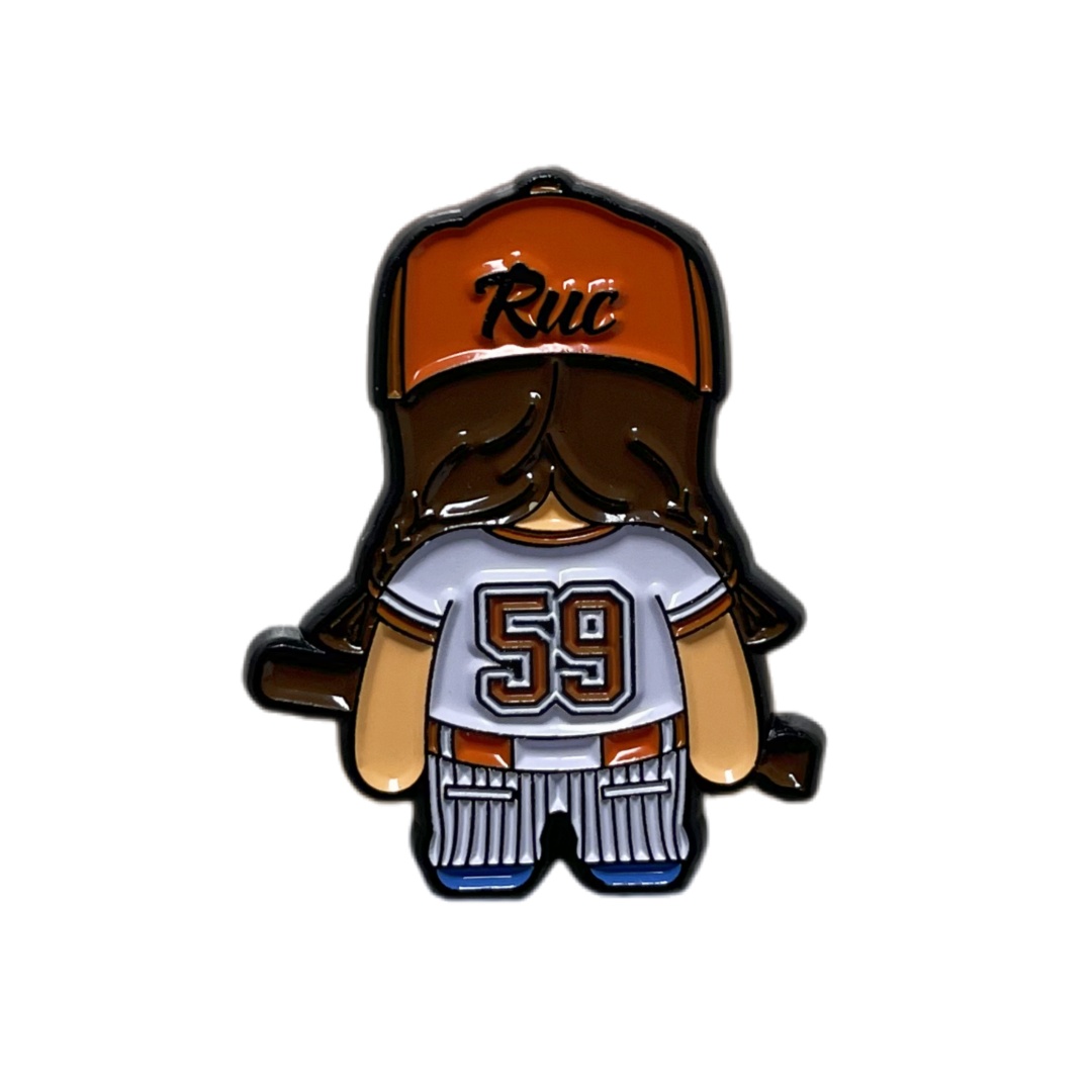 Custom Chibi Baseball Girl Cartoon Character Dyed Metal Pins