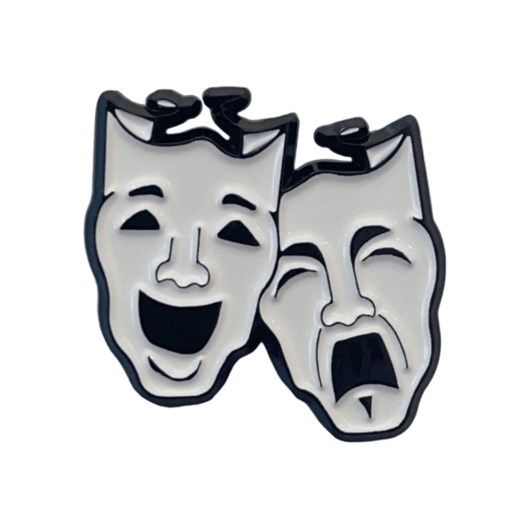 Custom Theater Comedy Tragedy Masks Graphic Dyed Metal Pins
