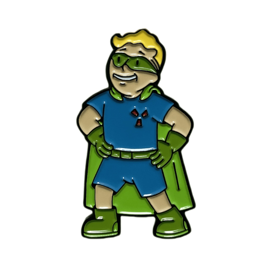 Custom Fallout Vault Boy Superhero Cartoon Character Dyed Metal Pins