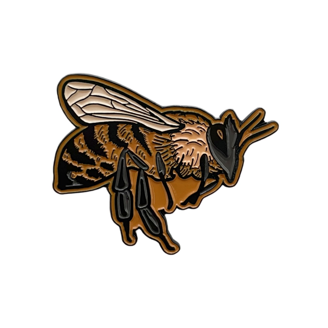 Custom Realistic Honey Bee Graphic Dyed Metal Pins