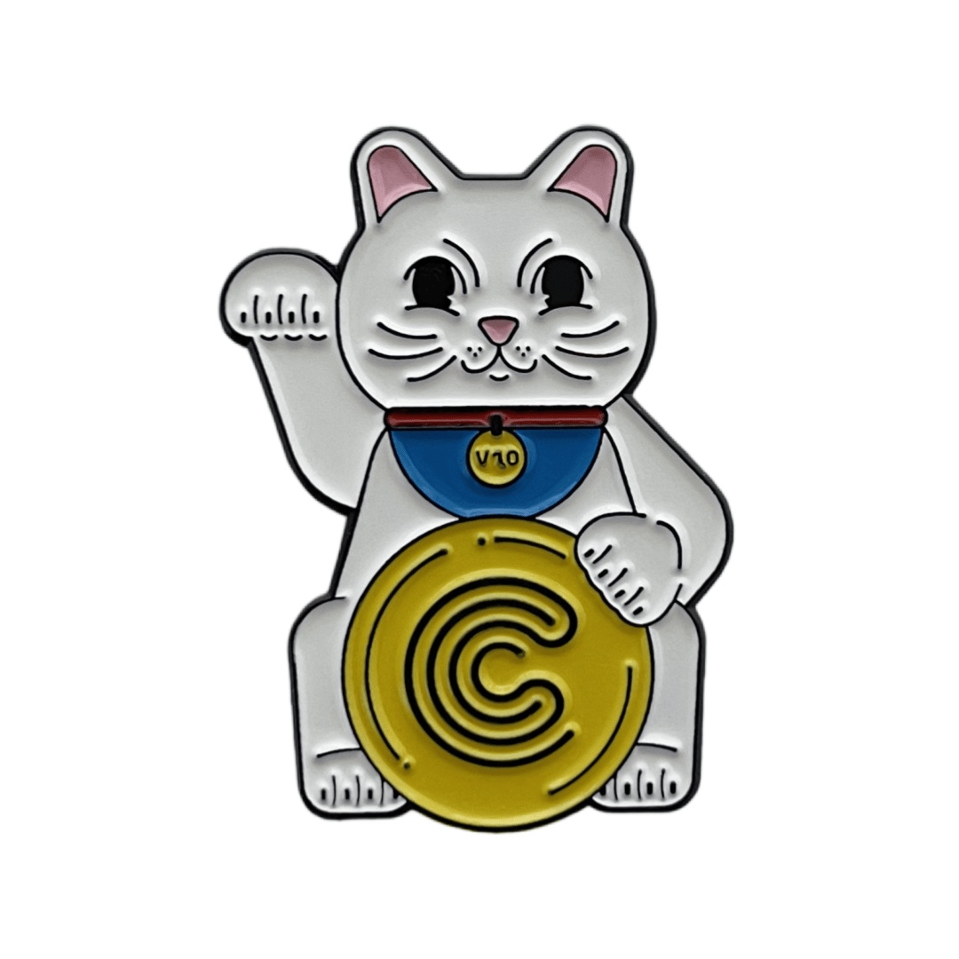 Custom Maneki Neko Lucky Cat Graphic Dyed Metal Pins