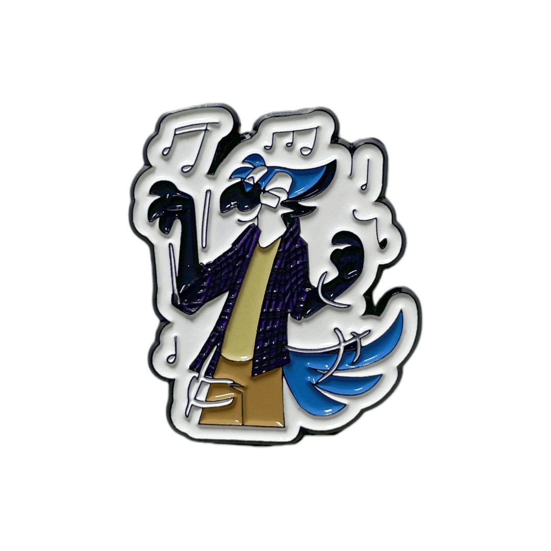 Custom Blue Bird Music Note Cartoon Character Dyed Metal Pins