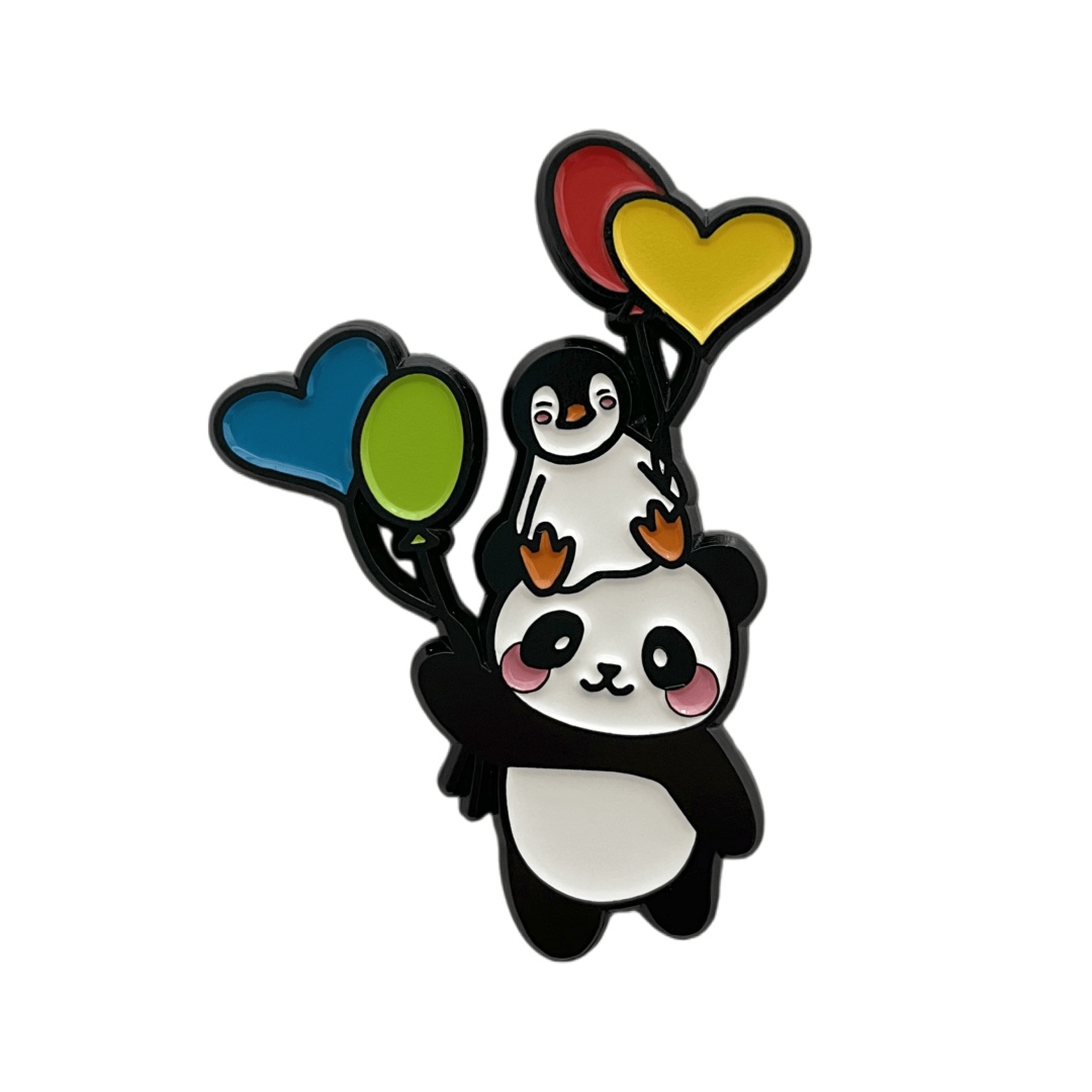 Custom Panda Penguin Heart Balloons Cartoon Character Dyed Metal Pins