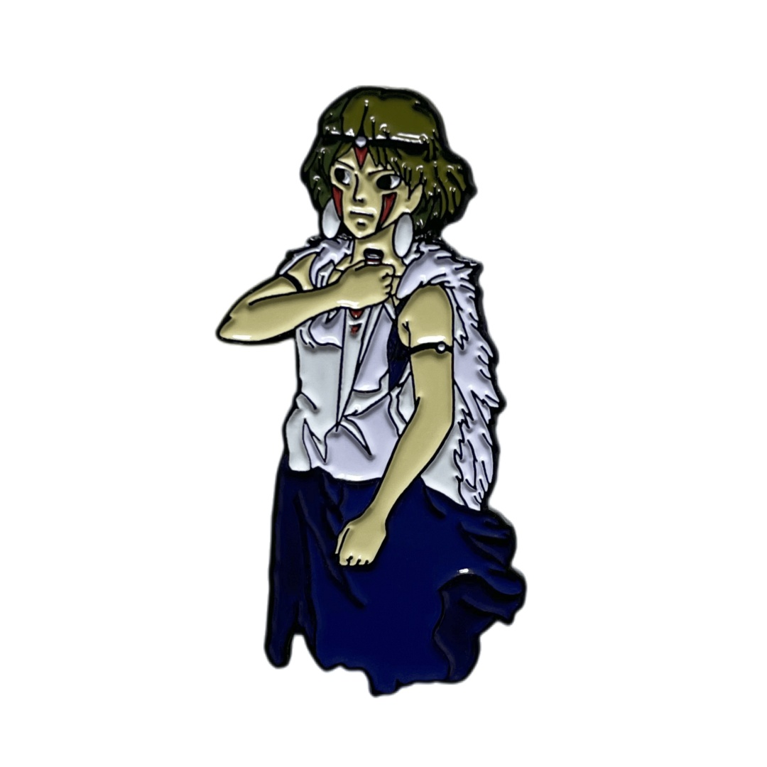 Custom Princess Mononoke San Anime Character Dyed Metal Pins