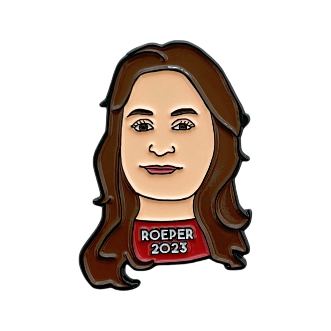 Custom Roeper 2023 Portrait Cartoon Graphic Dyed Metal Pins