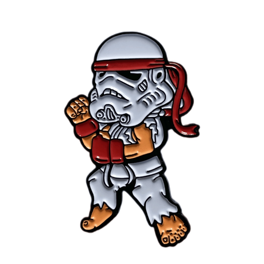 Custom Stormtrooper Karate Mashup Cartoon Character Dyed Metal Pins