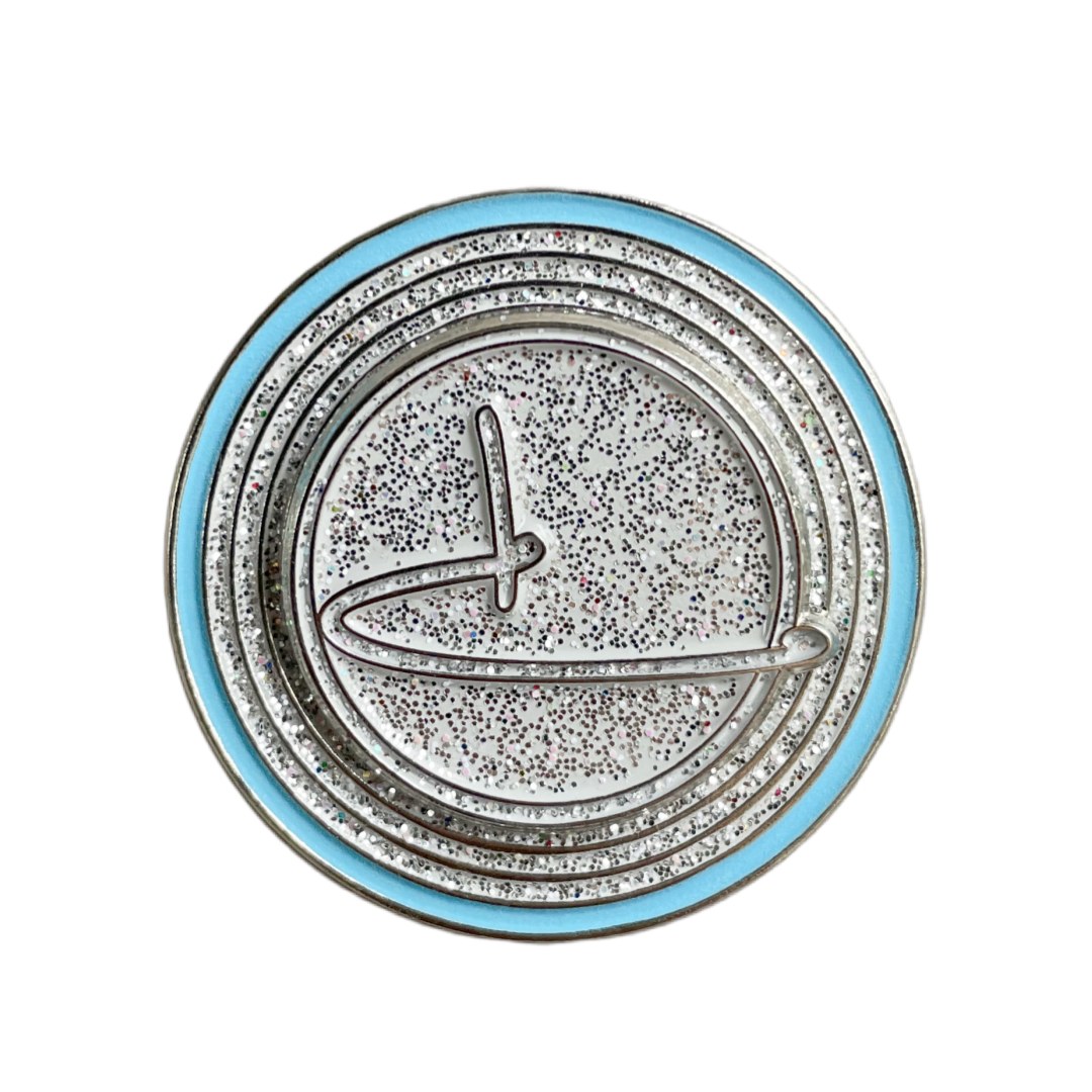 Custom Saturn Planet Ring Round Glitter Pins