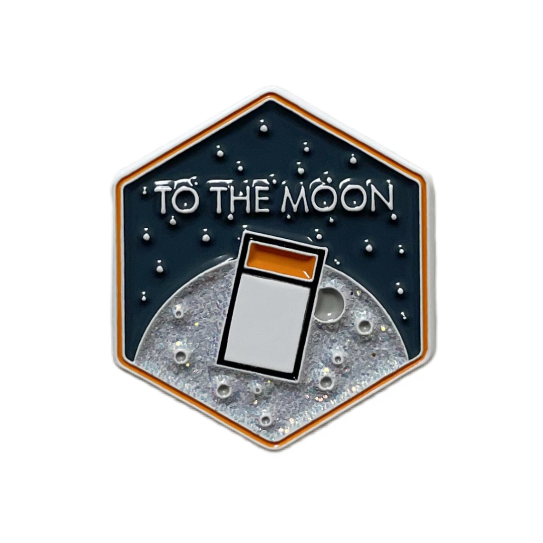 Custom To The Moon Space Card Design Glitter Pins