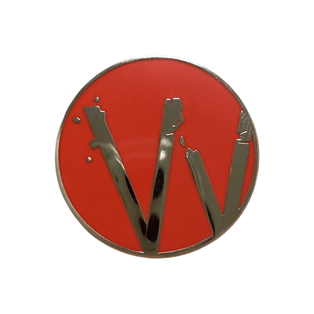 Custom Broken Style W Letter On Red Circle Hard Enamel Pins